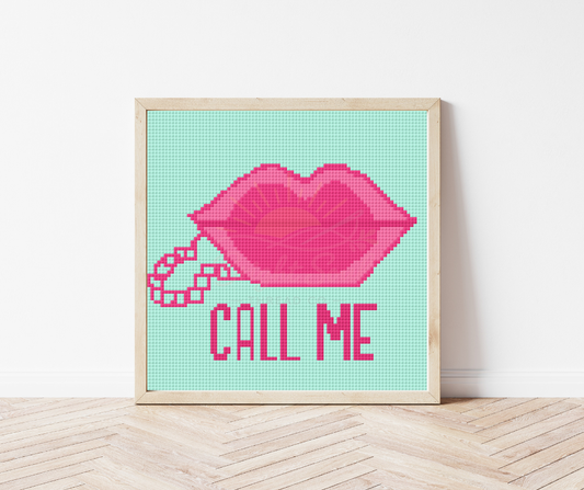 Lips Phone Cross Stitch Kit