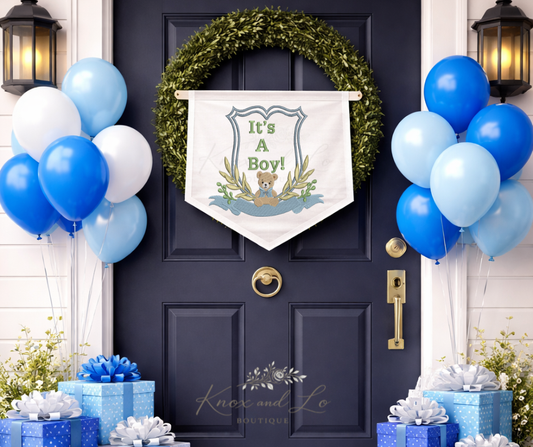 It's A Boy! Bear Wreath Banner