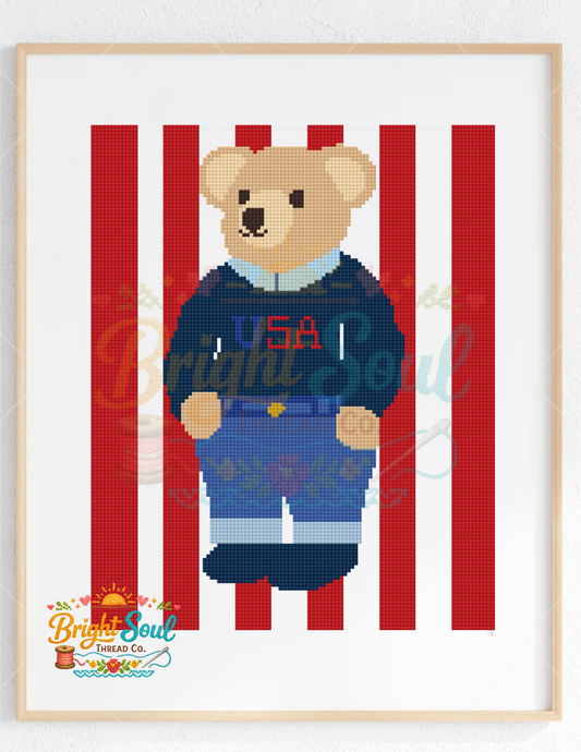 Patriotic Bear Cross Stitch Kit